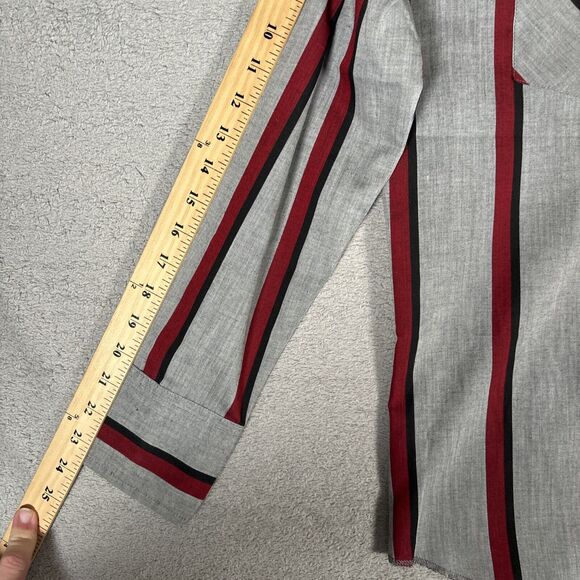 Vintage Wrangler Pearl Snap Shirt Men’s Size 16-34 Stripes Grey Red Cowboy Cut - Picture 7 of 10